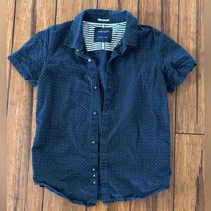 Youth Boys 11/12 Navy Blue Polka Dot Shirt